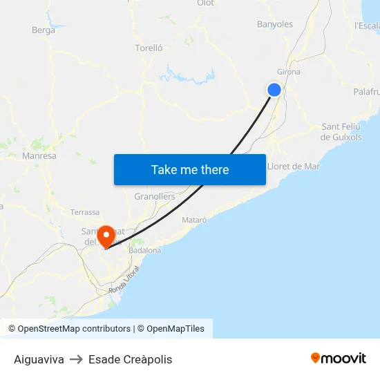 Aiguaviva to Esade Creàpolis map