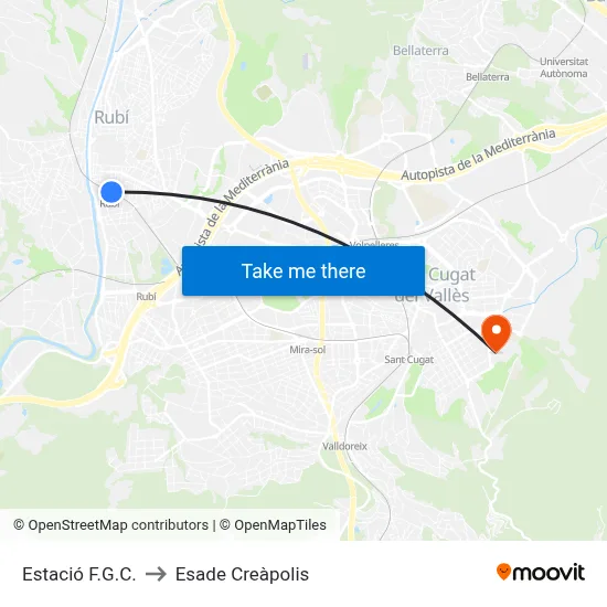 Estació F.G.C. to Esade Creàpolis map