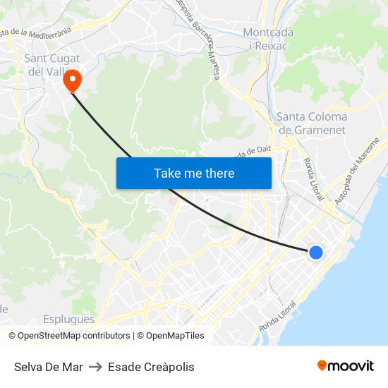 Selva De Mar to Esade Creàpolis map