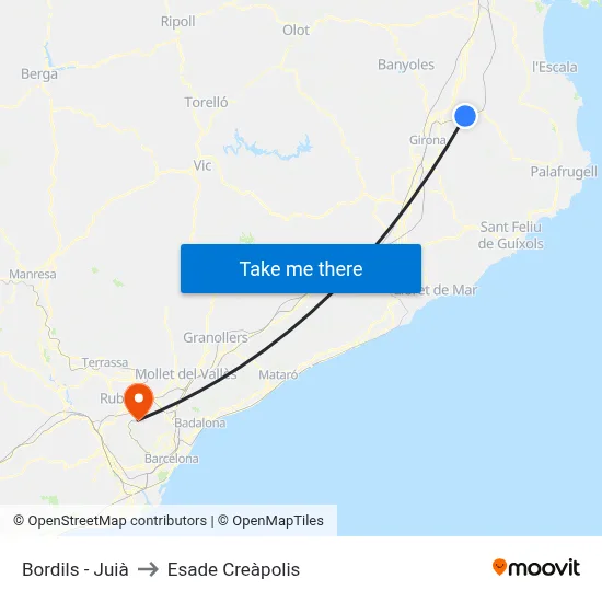 Bordils - Juià to Esade Creàpolis map