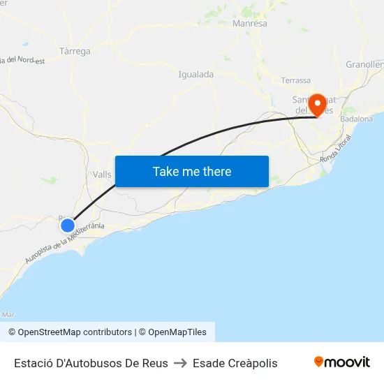 Estació D'Autobusos De Reus to Esade Creàpolis map