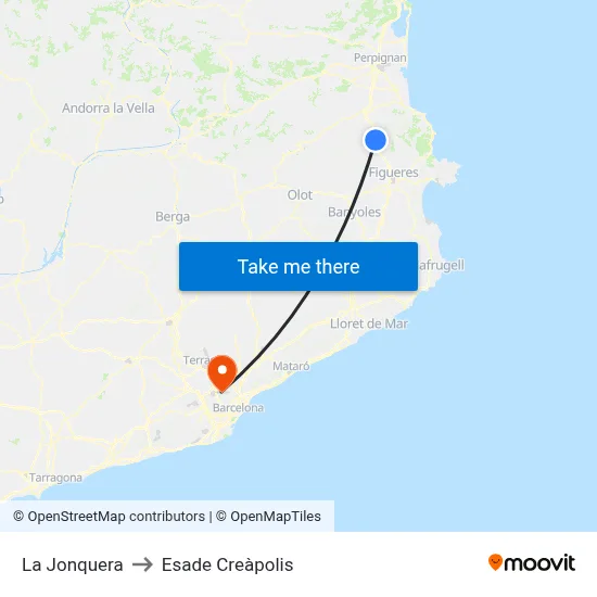 La Jonquera to Esade Creàpolis map