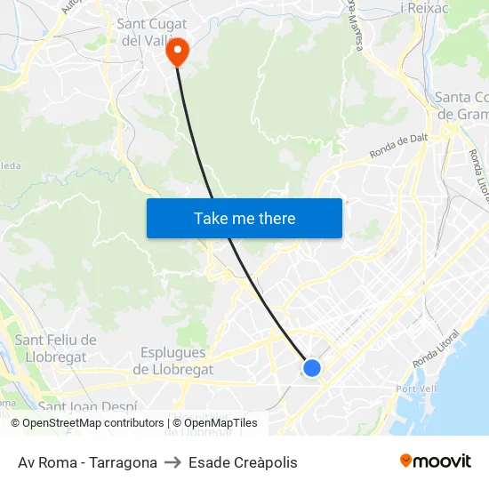 Av Roma - Tarragona to Esade Creàpolis map