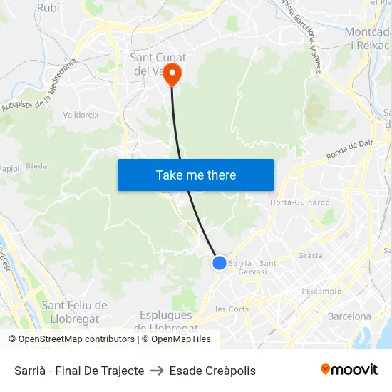 Sarrià - Final De Trajecte to Esade Creàpolis map