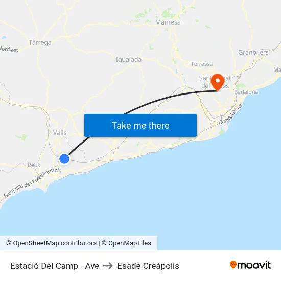 Estació Del Camp - Ave to Esade Creàpolis map
