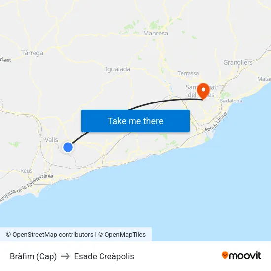 Bràfim (Cap) to Esade Creàpolis map