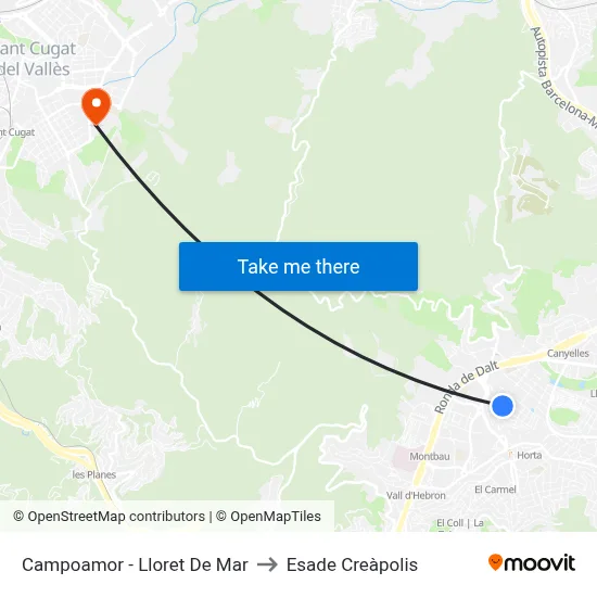 Campoamor - Lloret De Mar to Esade Creàpolis map