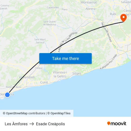 Les Àmfores to Esade Creàpolis map