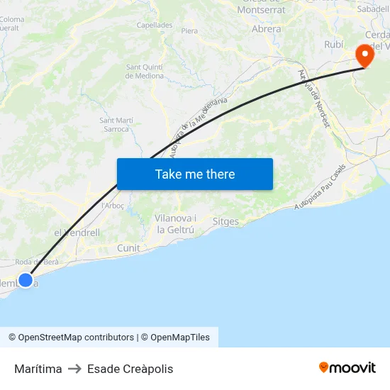 Marítima to Esade Creàpolis map