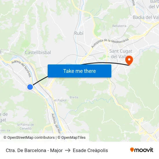 Ctra. De Barcelona - Major to Esade Creàpolis map