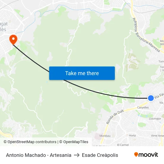 Antonio Machado - Artesania to Esade Creàpolis map