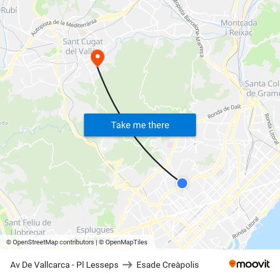 Av De Vallcarca - Pl Lesseps to Esade Creàpolis map