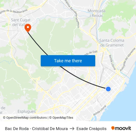 Bac De Roda - Cristóbal De Moura to Esade Creàpolis map