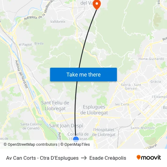 Av Can Corts - Ctra D'Esplugues to Esade Creàpolis map