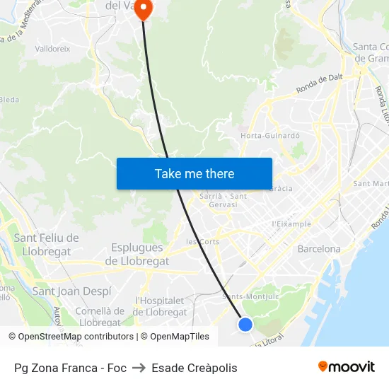 Pg  Zona Franca - Foc to Esade Creàpolis map