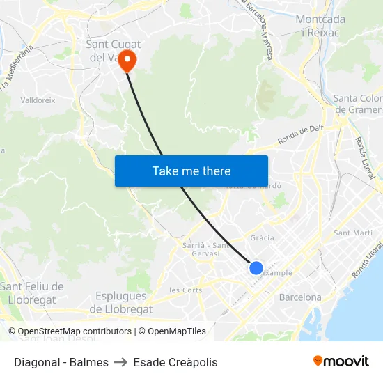 Diagonal - Balmes to Esade Creàpolis map