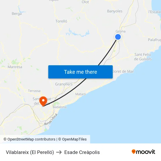 Vilablareix (El Perelló) to Esade Creàpolis map
