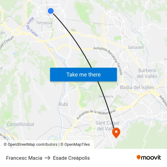 Francesc Macia to Esade Creàpolis map