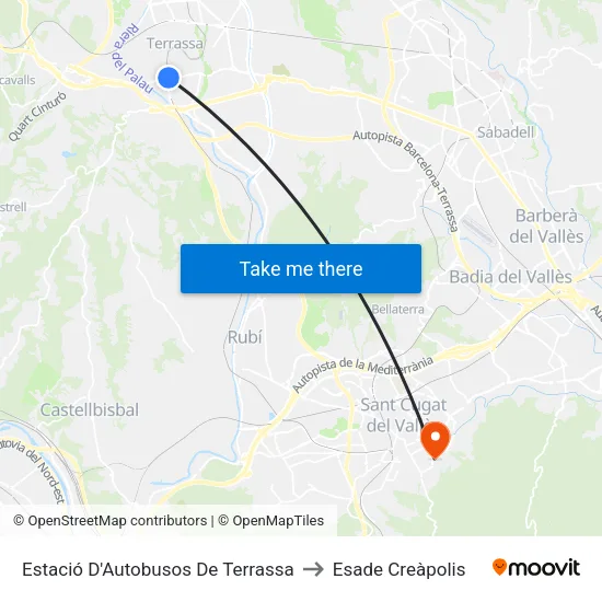 Estació D'Autobusos De Terrassa to Esade Creàpolis map