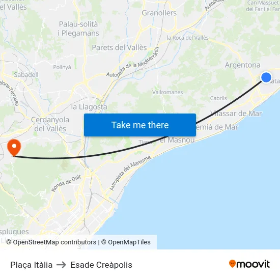 Plaça Itàlia to Esade Creàpolis map