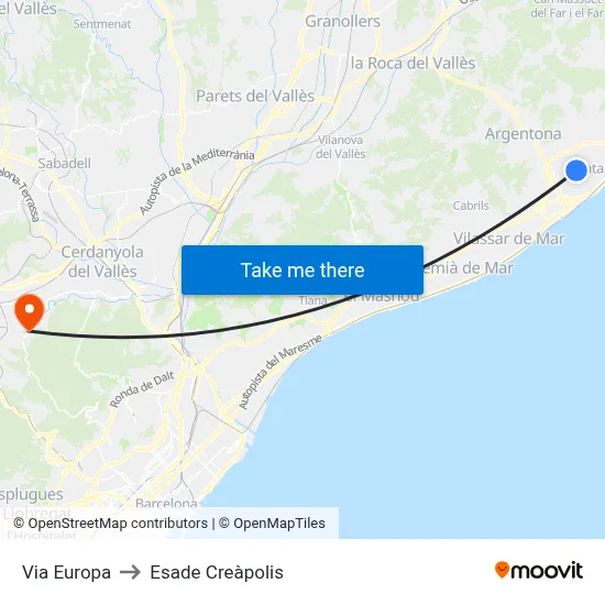 Via Europa to Esade Creàpolis map