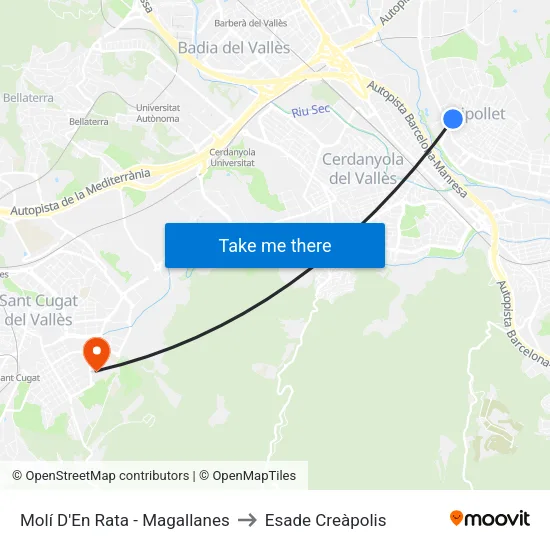 Molí D'En Rata - Magallanes to Esade Creàpolis map