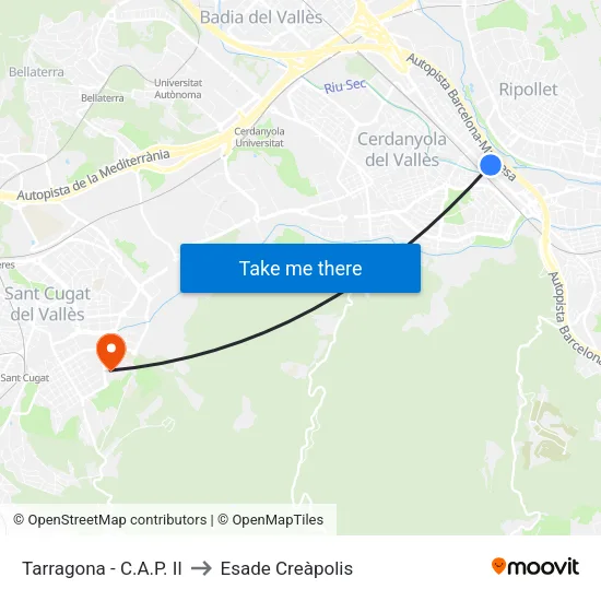 C.A.P. Cerdanyola-Ripollet to Esade Creàpolis map