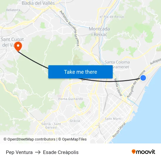 Pep Ventura to Esade Creàpolis map