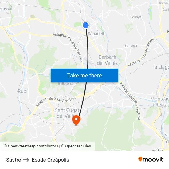 Sastre to Esade Creàpolis map