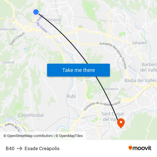 B40 to Esade Creàpolis map