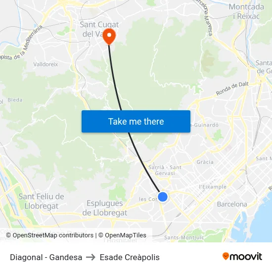 Diagonal - Gandesa to Esade Creàpolis map