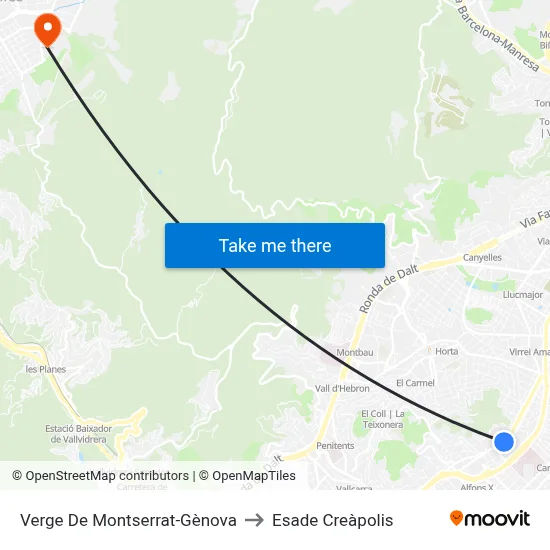 Verge De Montserrat-Gènova to Esade Creàpolis map
