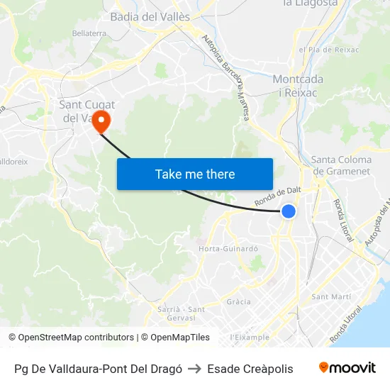 Pg De Valldaura-Pont Del Dragó to Esade Creàpolis map