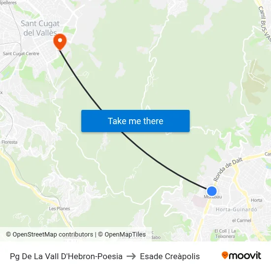 Pg De La Vall D'Hebron-Poesia to Esade Creàpolis map
