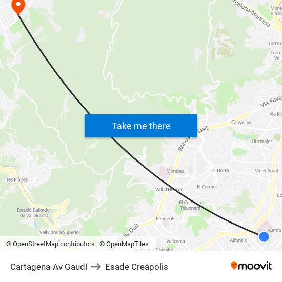 Cartagena-Av Gaudí to Esade Creàpolis map