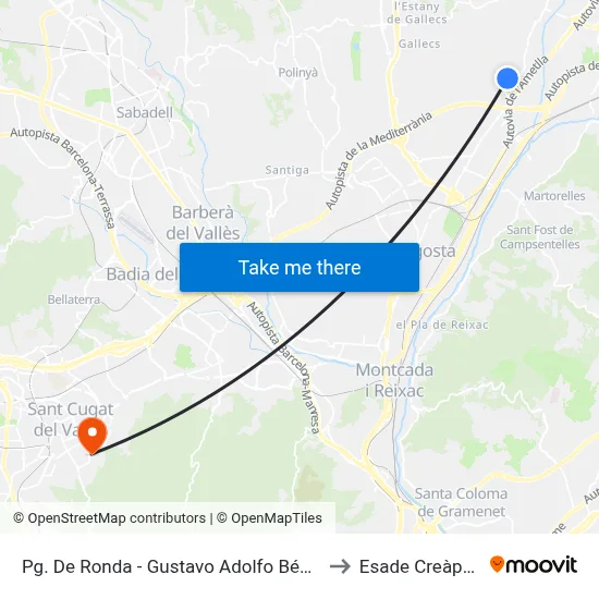 Pg. De Ronda - Gustavo Adolfo Bécquer to Esade Creàpolis map