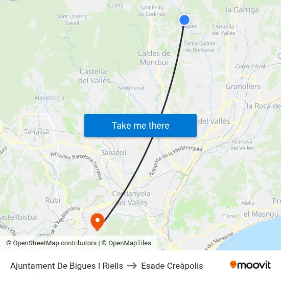Ajuntament De Bigues I Riells to Esade Creàpolis map