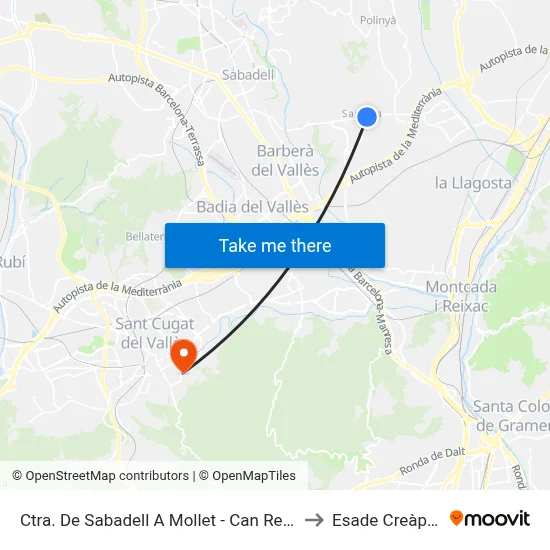 Ctra. De Sabadell A Mollet - Can Rectoret to Esade Creàpolis map