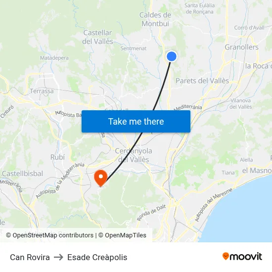 Can Rovira to Esade Creàpolis map