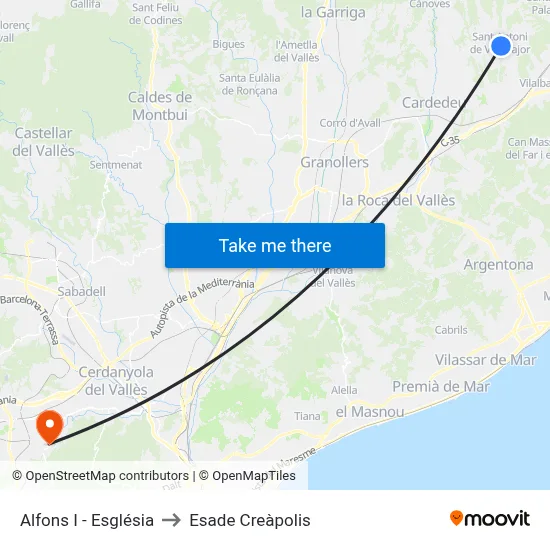 Alfons I - Església to Esade Creàpolis map