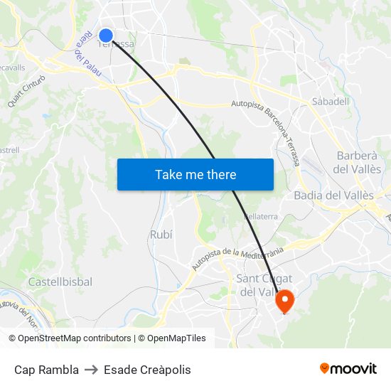 Cap Rambla to Esade Creàpolis map