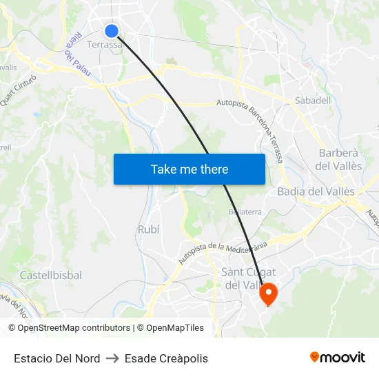 Estacio Del Nord to Esade Creàpolis map
