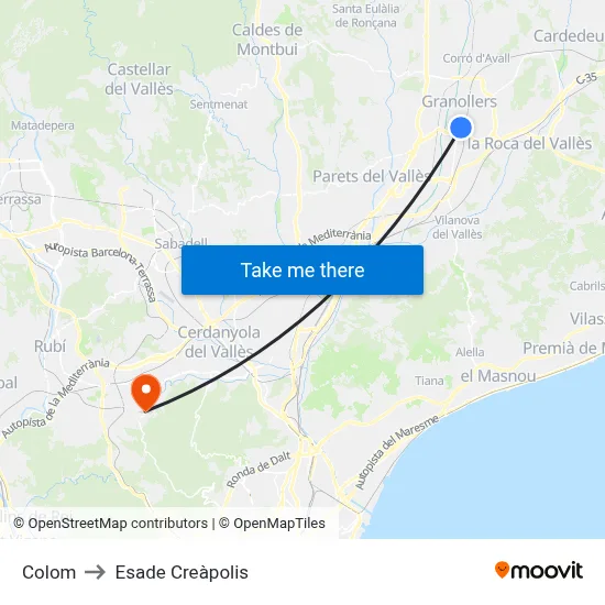 Colom to Esade Creàpolis map