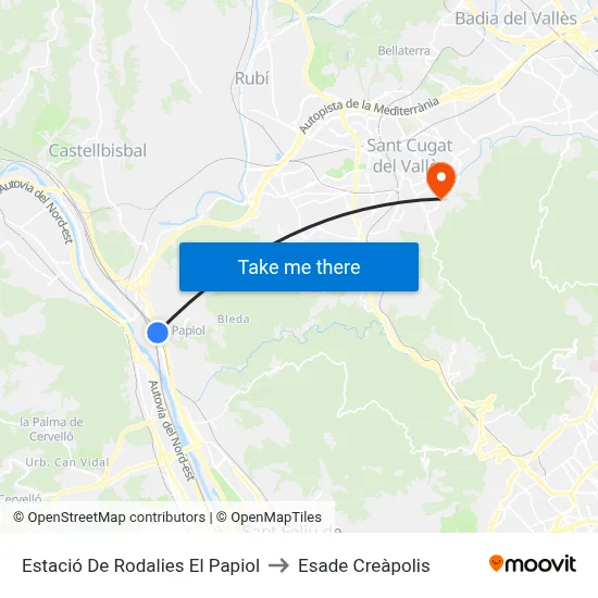 Estació De Rodalies El Papiol to Esade Creàpolis map