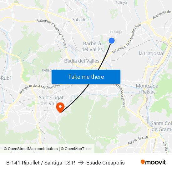 B-141 Ripollet / Santiga T.S.P. to Esade Creàpolis map