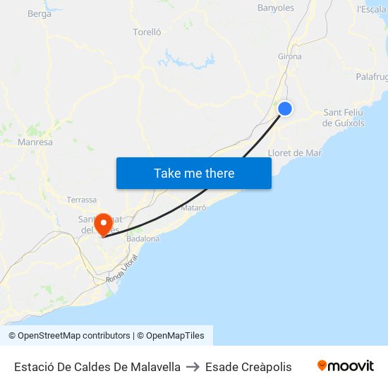 Estació De Caldes De Malavella to Esade Creàpolis map