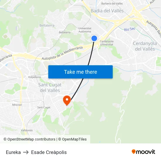 Eureka to Esade Creàpolis map