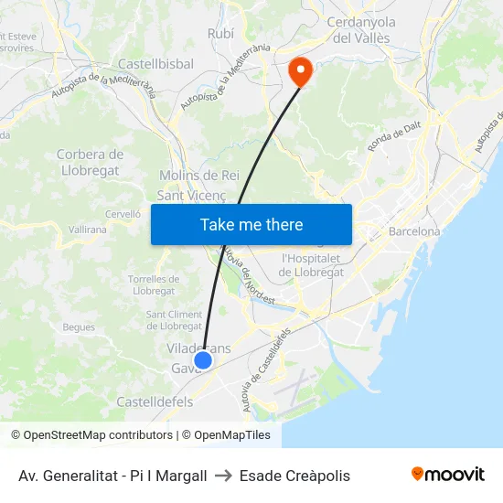 Av. Generalitat - Pi I Margall to Esade Creàpolis map