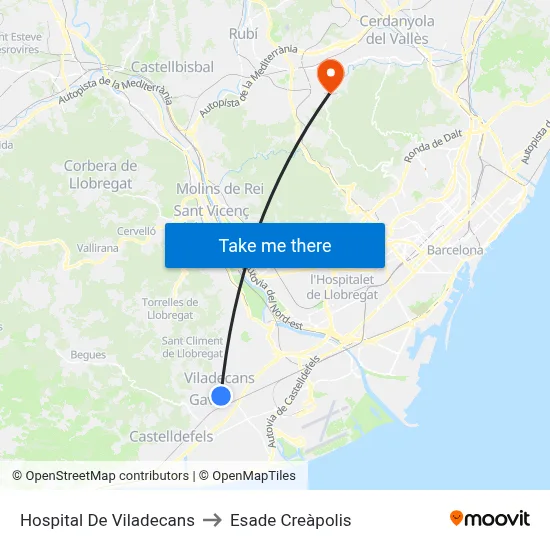 Hospital De Viladecans to Esade Creàpolis map