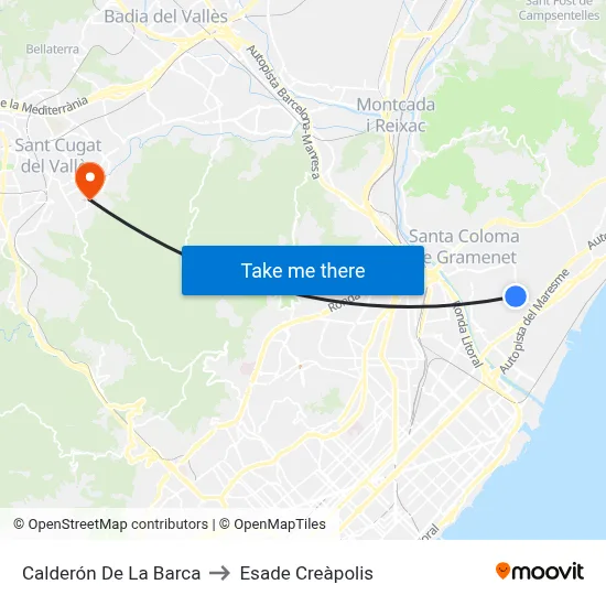 Calderón De La Barca to Esade Creàpolis map